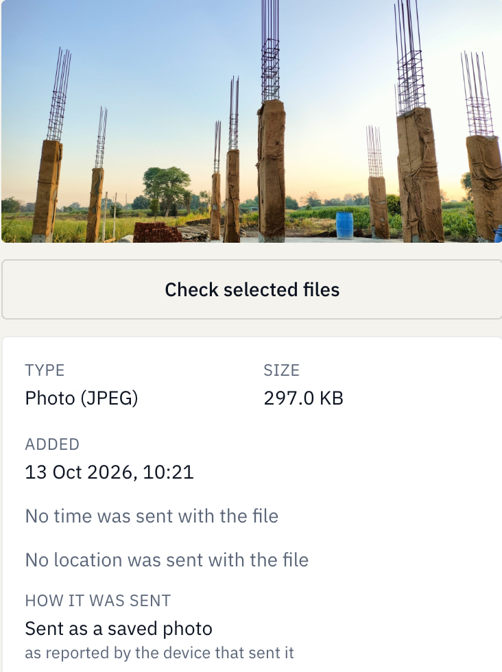 The original contractor milestone evidence shows an illustrative photo uploaded from the gallery.